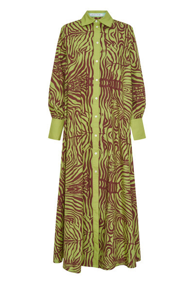 ZEBRA OPERA SHIRT DRESS IN OLIVE