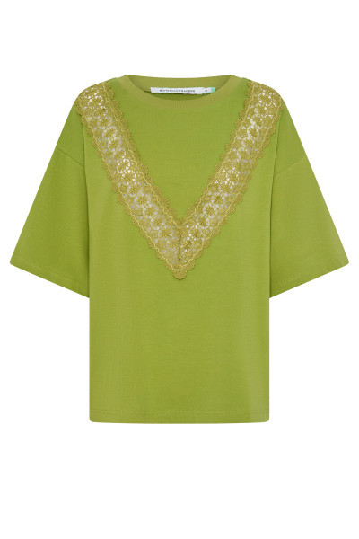 WESTERN LACE OVERSIZED TEE IN OLIVE