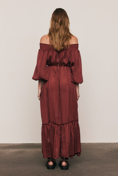 Lurex Maxi Dress in Magenta