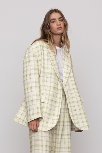 Frankie Plaid Blazer in Leaf Green