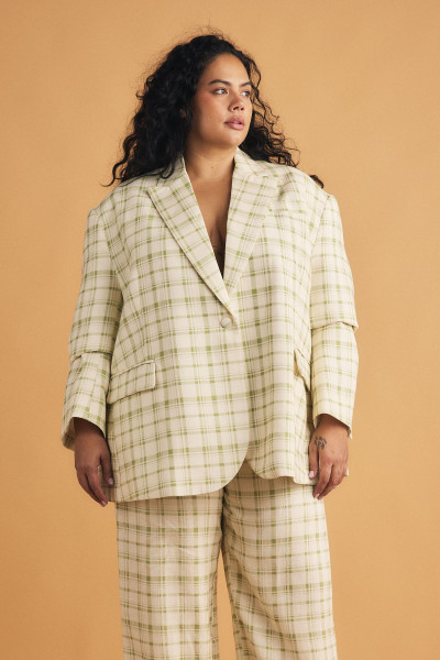 Frankie Plaid Blazer in Leaf Green