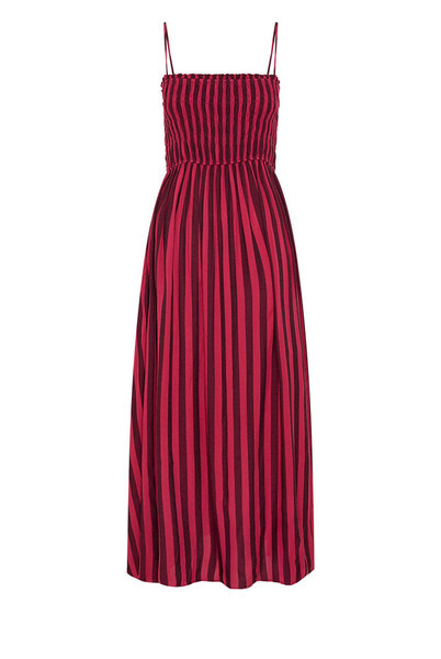Ruched Slip Maxi Dress in Red