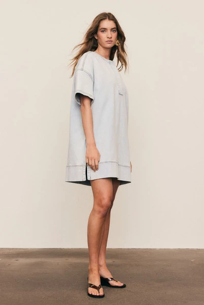 Oversized Tee Dress in Ice Blue