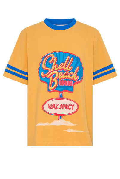 Shell Beach Ringer Tee in Gold