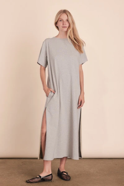 T-Shirt Dress in Grey Marle