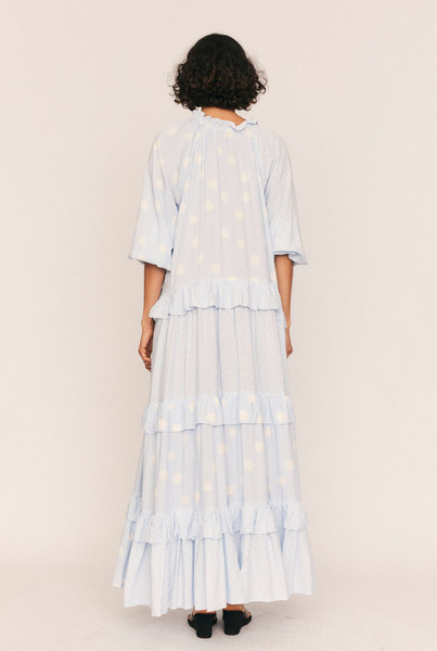 Dott Ruffle Neck Maxi in Light Blue