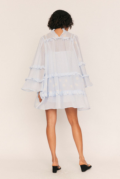 Dott Flare Mini Dress in Light Blue