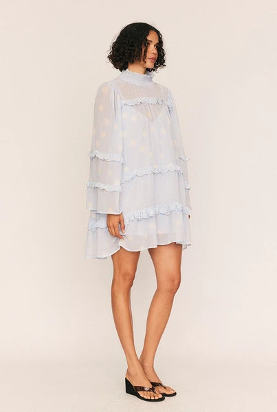 Dott Flare Mini Dress in Light Blue