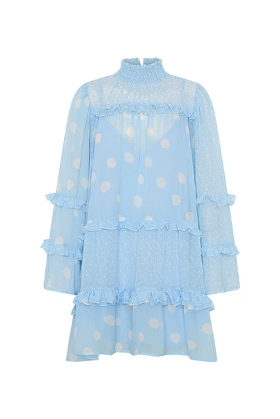 Dott Flare Mini Dress in Light Blue