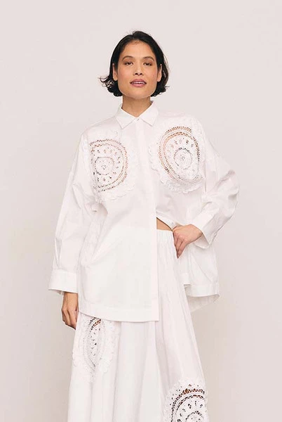 Crochet Oversized Shirt in White