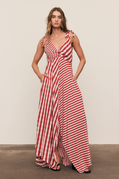 Gingham Scarf Dress in Red