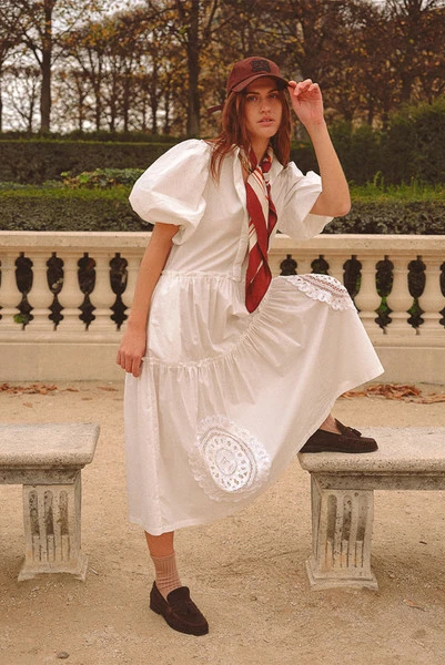 Camilla Poplin Dress in White