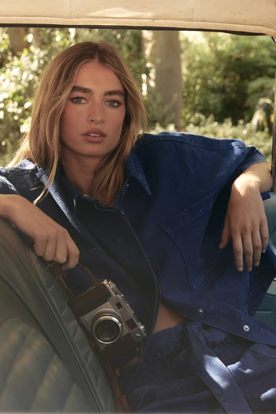 Short Sleeve Oversized Shirt in Cobalt