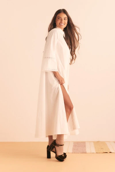 LACE OPERA SHIRT DRESS IN WHITE