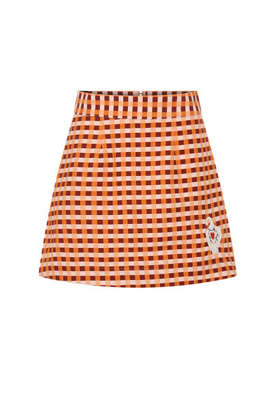 Swan Check Skirt in Mahogany
