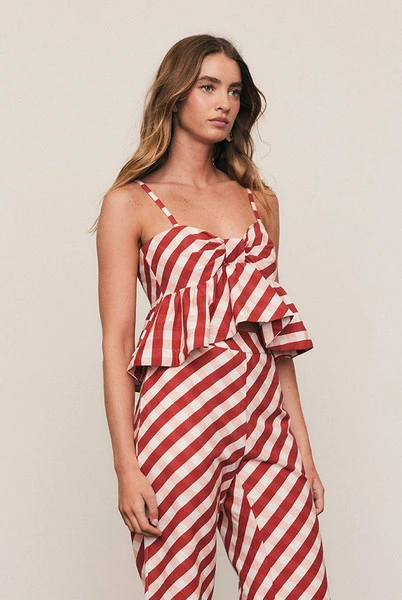 Gingham Bodice Top in Red