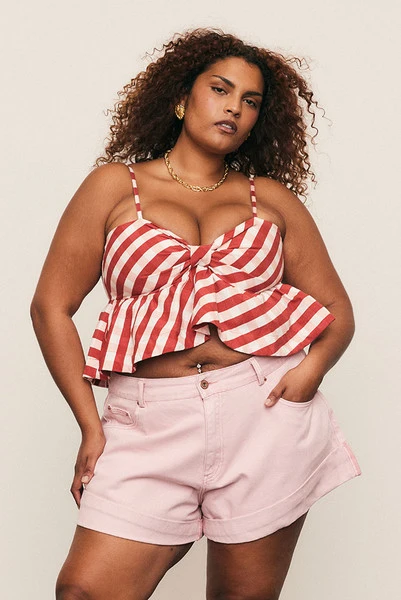 Gingham Bodice Top in Red