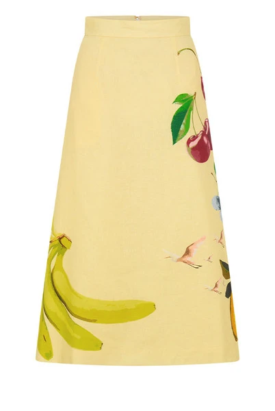 Fruito Midi Skirt in Yellow