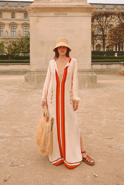 Darcy Smock Kaftan in Sandstone