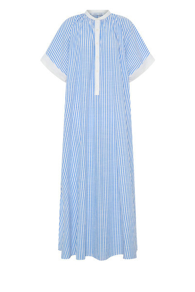 Maxi Smock Dress in Blue and White Stripe