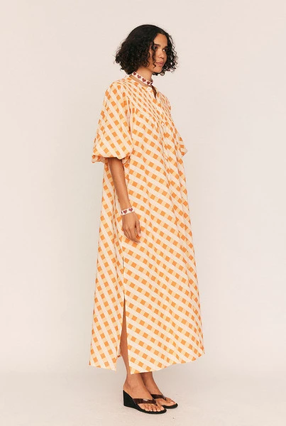 Smocked Tunic Dress in Tangerine