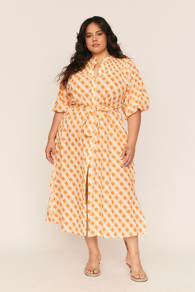 Smocked Tunic Dress in Tangerine