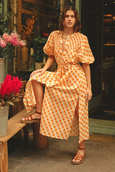 Smocked Tunic Dress in Tangerine