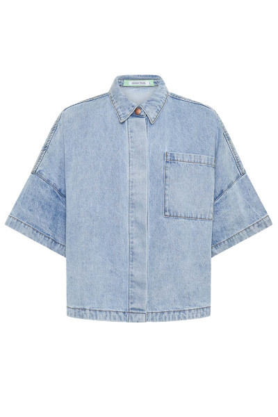 Short Sleeve Oversized Shirt in Ice Blue
