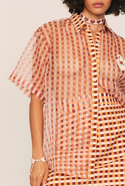 Swan Short Sleeve Shirt in Mahogany