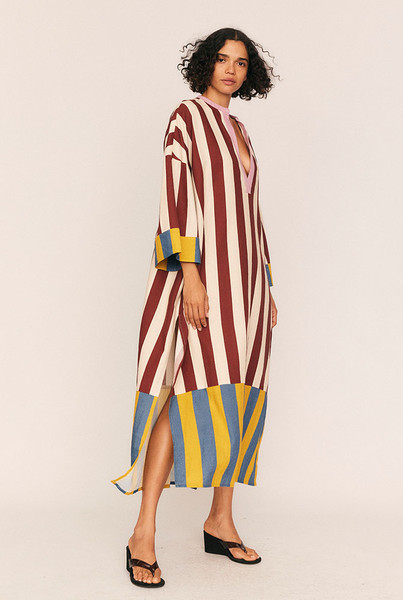 Marie Stripe Kaftan Dress in Stripe