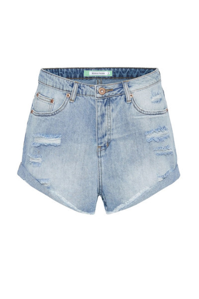 Distressed Denim Short in Light-Blue