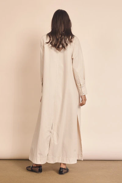 Denim Shirt Dress in Ecru