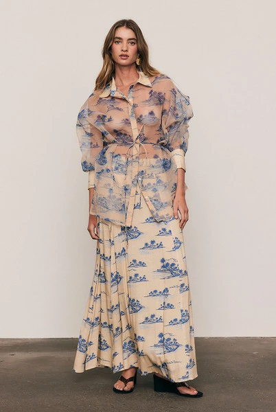 Calm Island Maxi Skirt in Blue