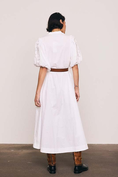 Applique Shirt Dress in White