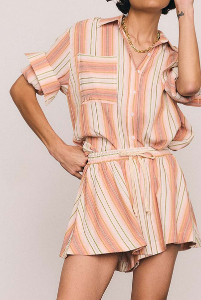 Stripe Short in Coral Stripe