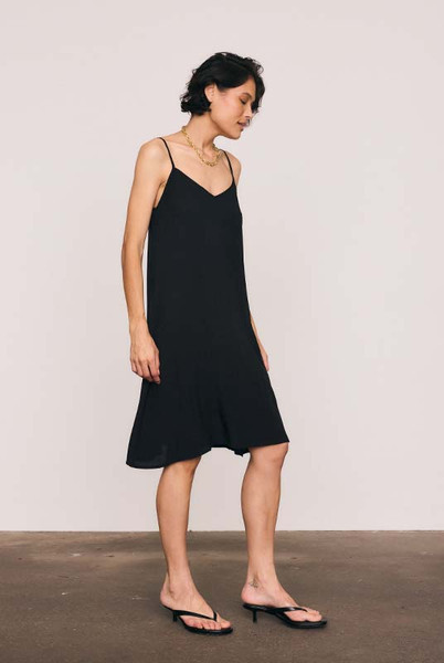 Midi Slip Dress in Black