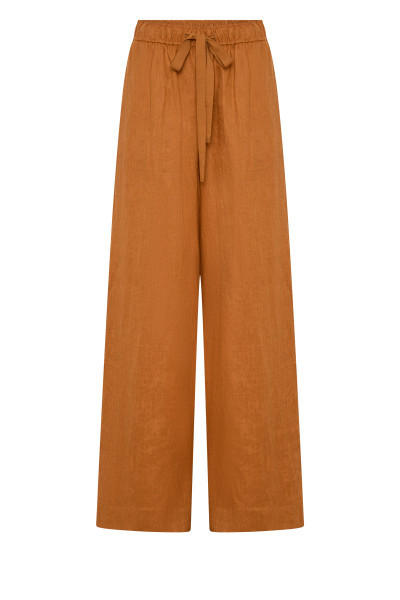 LINEN WIDE LEG PANT IN RUST
