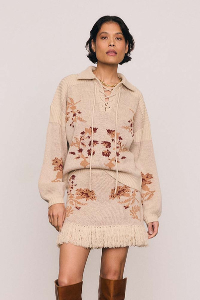 Archer Eyelet Knit Jumper in Buff