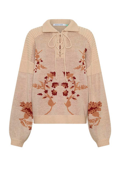 Archer Eyelet Knit Jumper in Buff