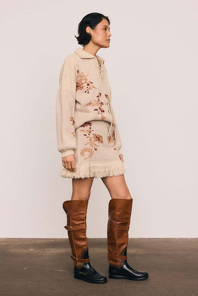 Archer Knit Mini Skirt in Buff