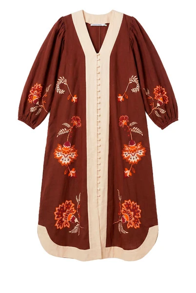 Palme Kaftan Dress in Mahogany