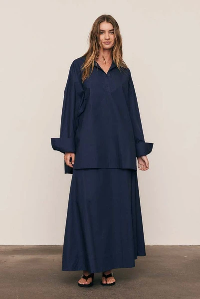 Circle Midi Skirt in Navy