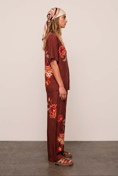 Palme Elastic Waist Pant in Mahogany