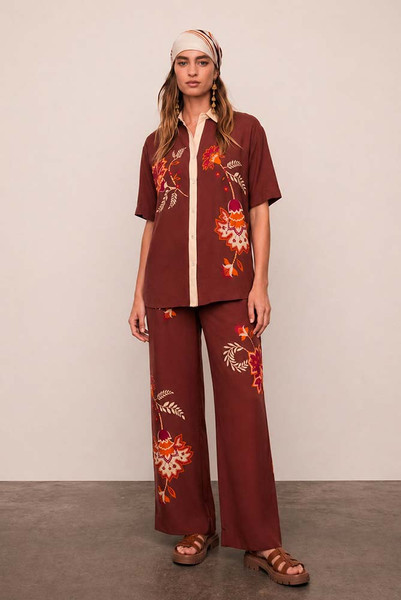 Palme Elastic Waist Pant in Mahogany