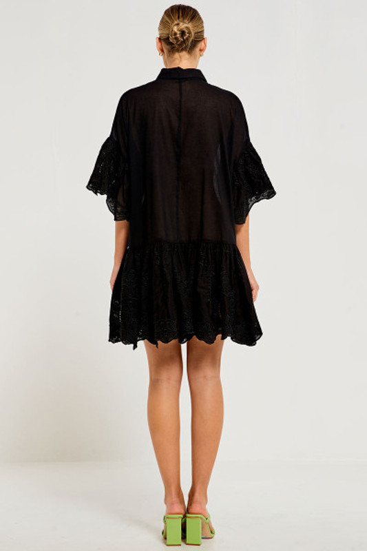 Genoa Broderie Dress in Black