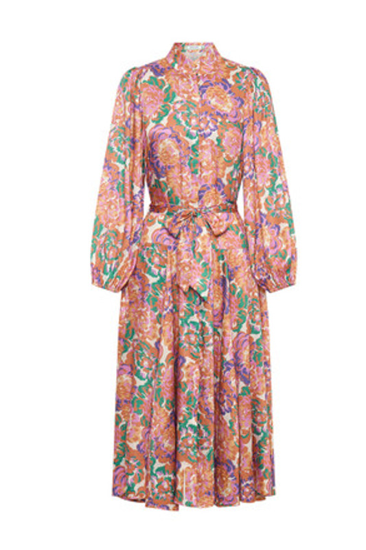 Yoke Midi Shirt Dress in Peony Floral