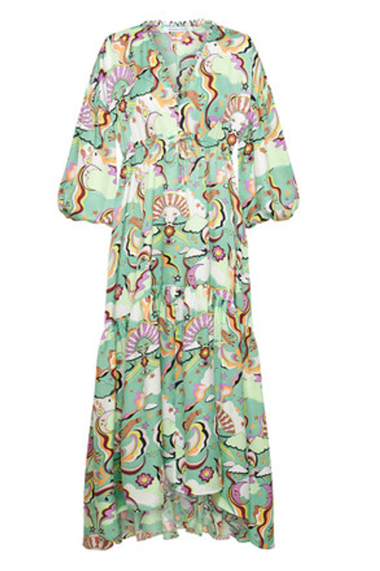 Billow Sleeve Maxi Dress in Psychedelic