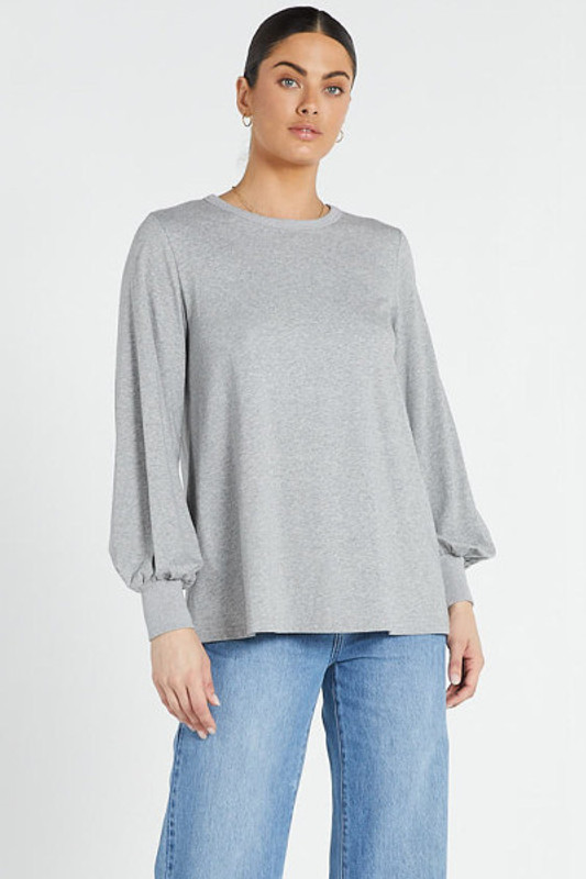 Billow Sleeve Swing Tee in Grey