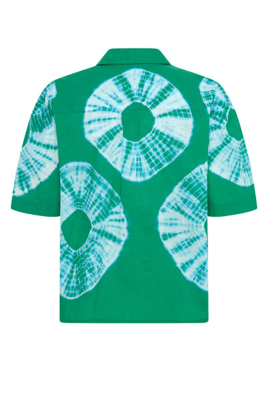 Radial Dye Shirt With Lattice in Emerald