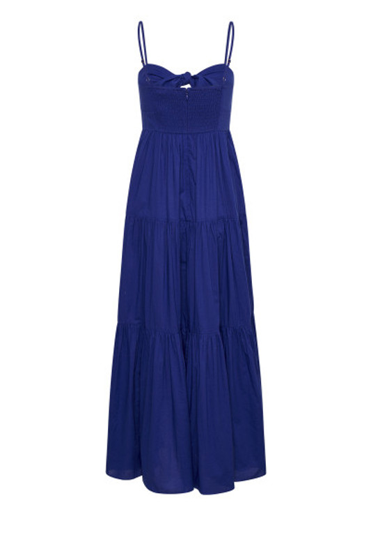 Tie Front Tiered Midi Dress in Ultraviolet